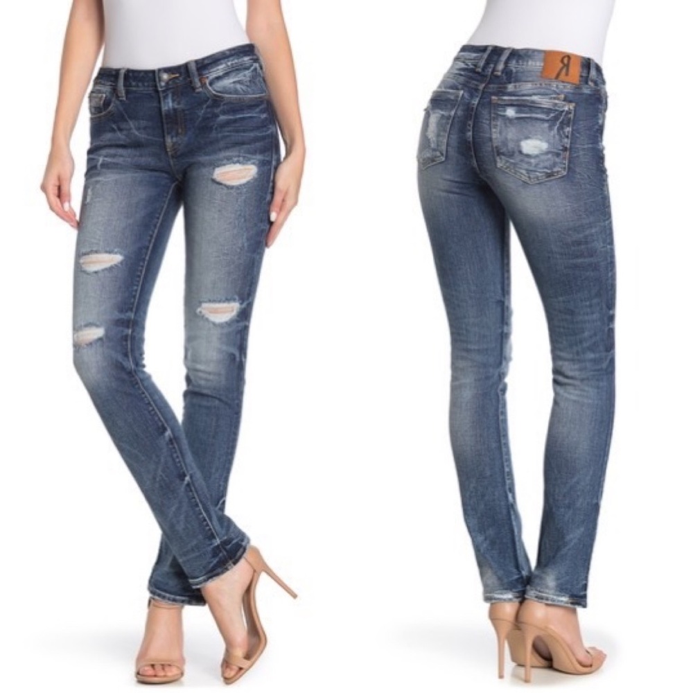 Rock Revival MidRise Straight Leg Jeans distressed